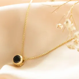 14K Gold Plated Black Cz Pendant Necklace