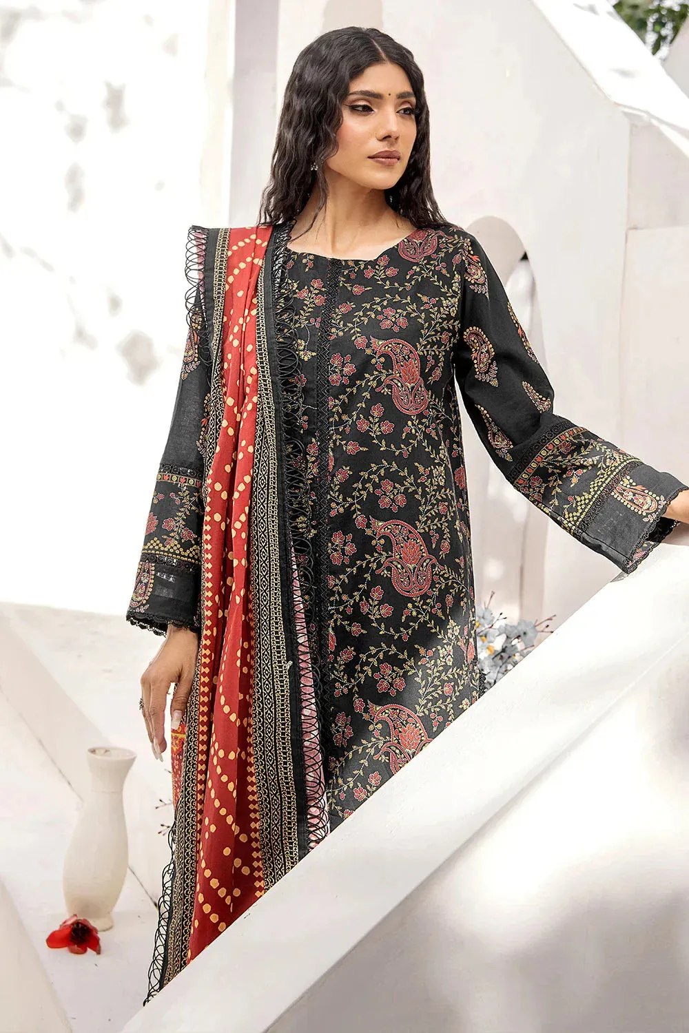 3PC Printed Unstitched Lawn Suit KLA-2424