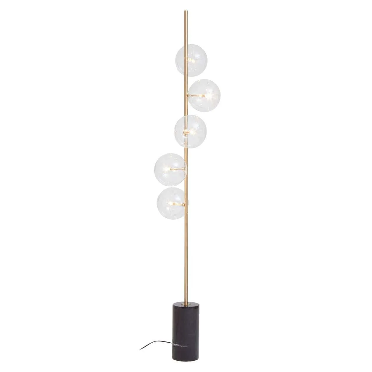 Abira Five Bulb Black Marble Floor Lamp