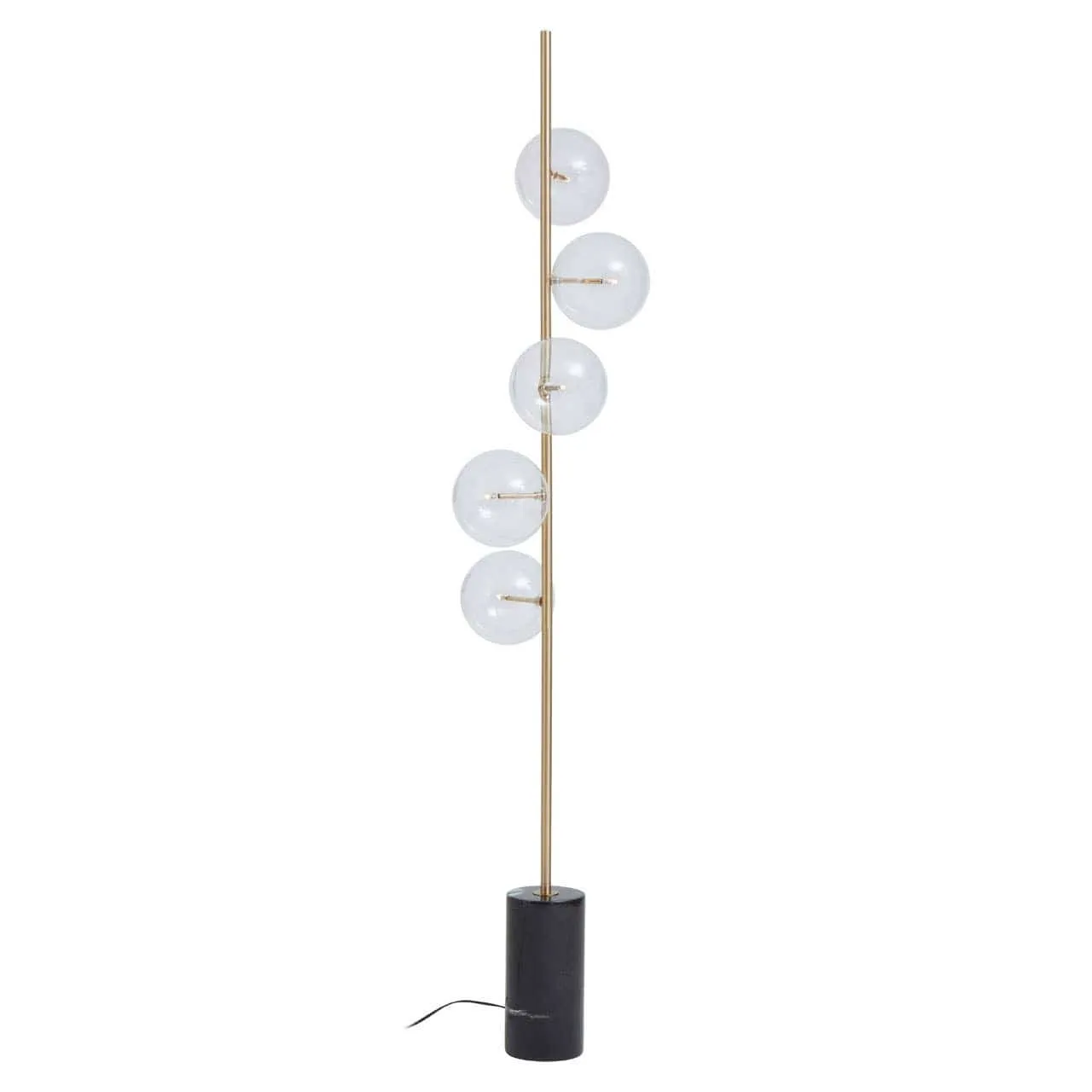 Abira Five Bulb Black Marble Floor Lamp