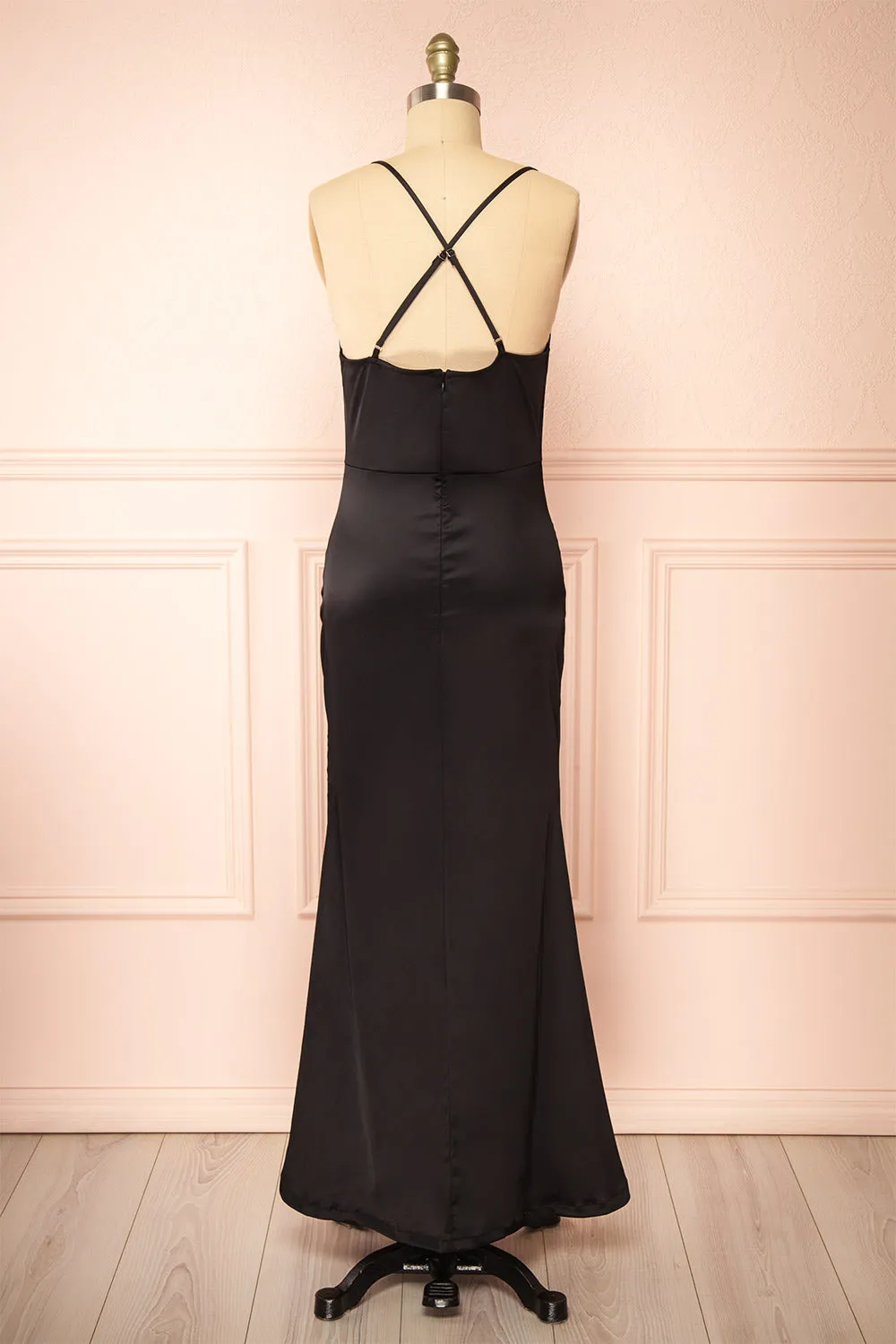 Alexia Black | Long Satin Mermaid Dress w/ Cowl Neck