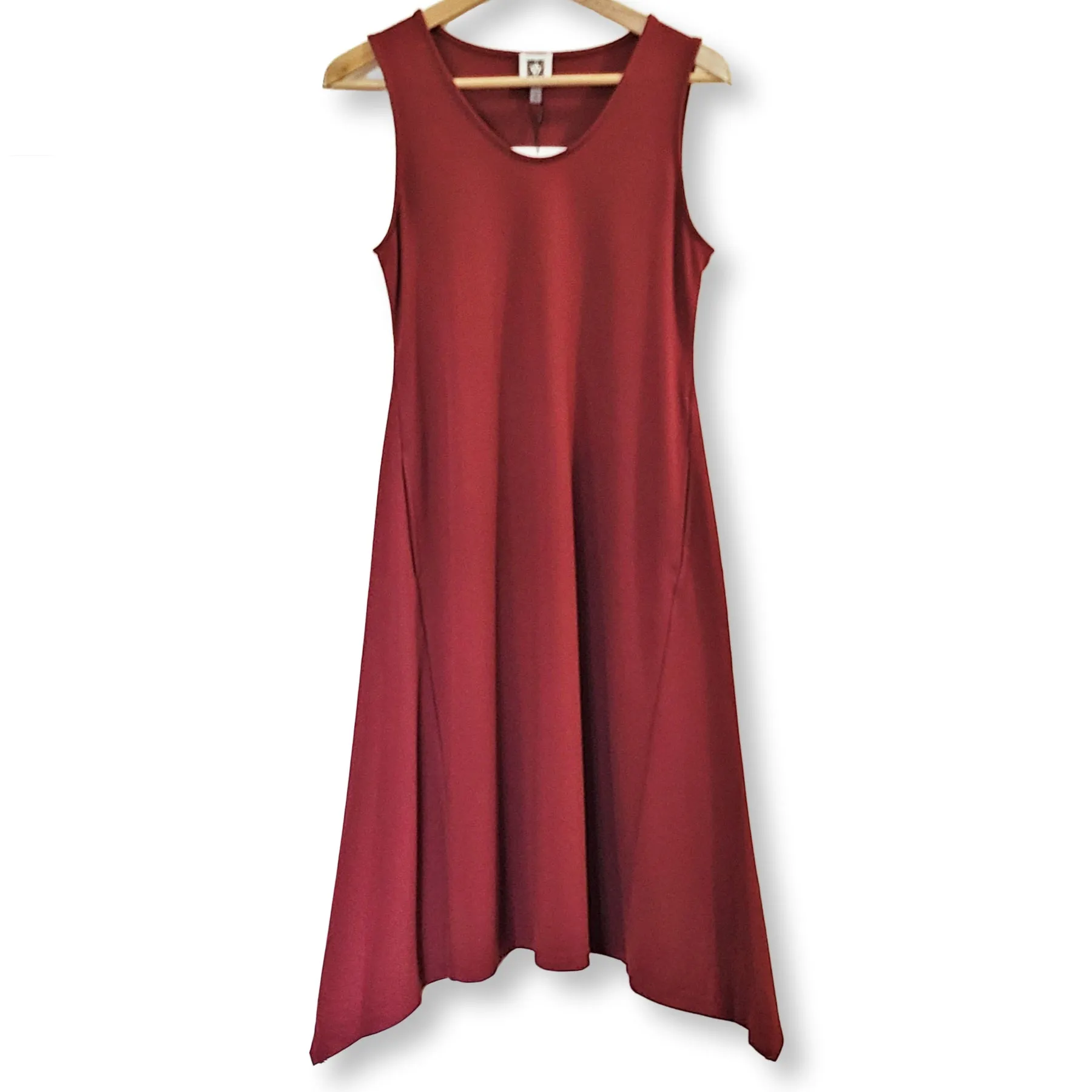 ANNE KLEIN Solid Serenity Sharkbite Hem Tank Midi Dress