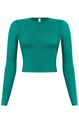 Arianna Long Sleeve Solid Basic Crop Top