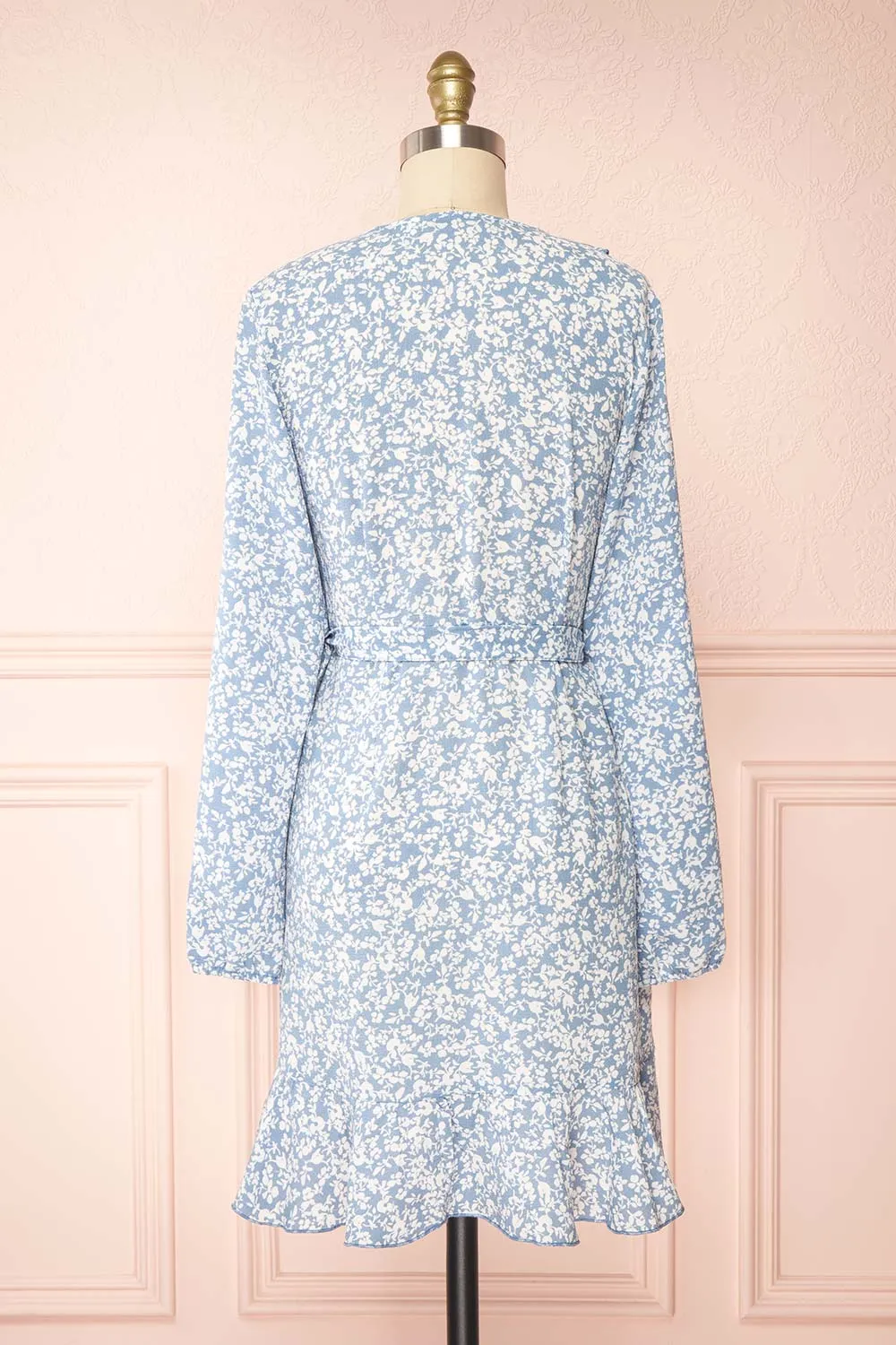 Aslaug Blue | Floral Wrap Dress w/ Ruffles