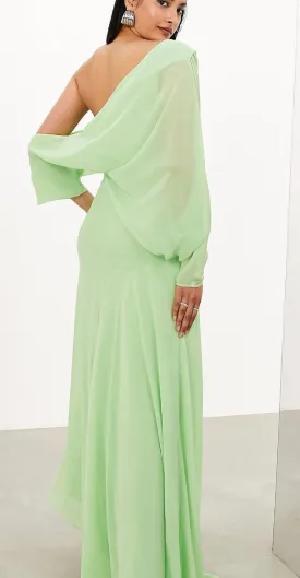 ASOS Edition Chiffon Draped Off Shoulder Maxi Dress