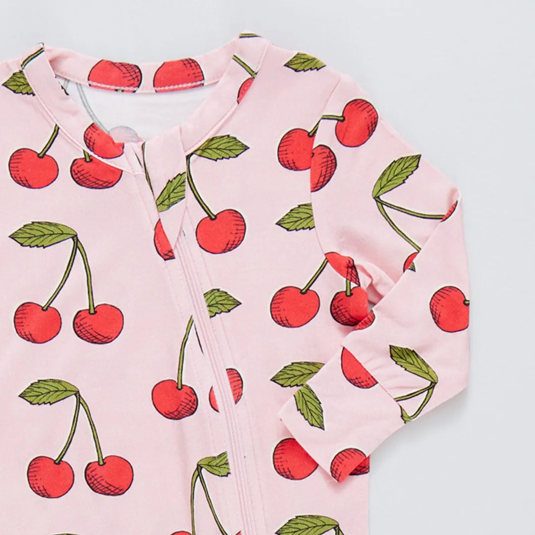 Baby Bamboo Romper - Pink Cherries