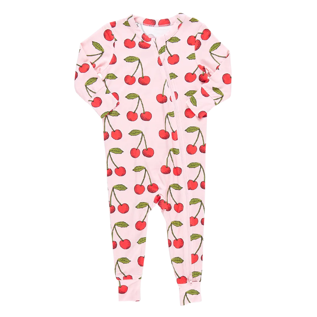 Baby Bamboo Romper - Pink Cherries