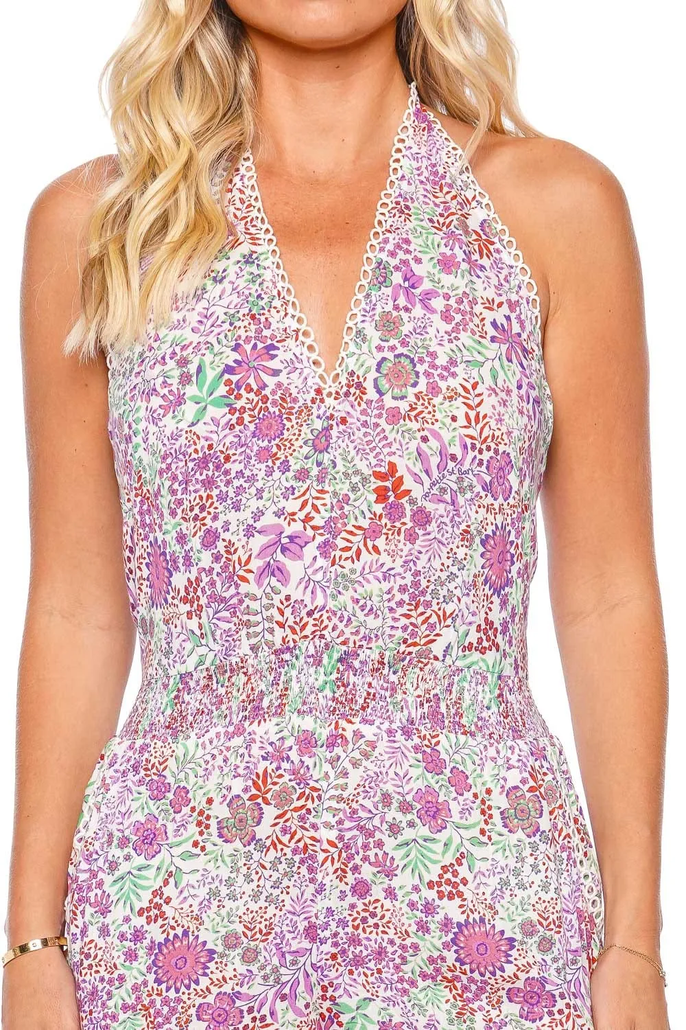 Beth White Lavender Nature Halter Romper