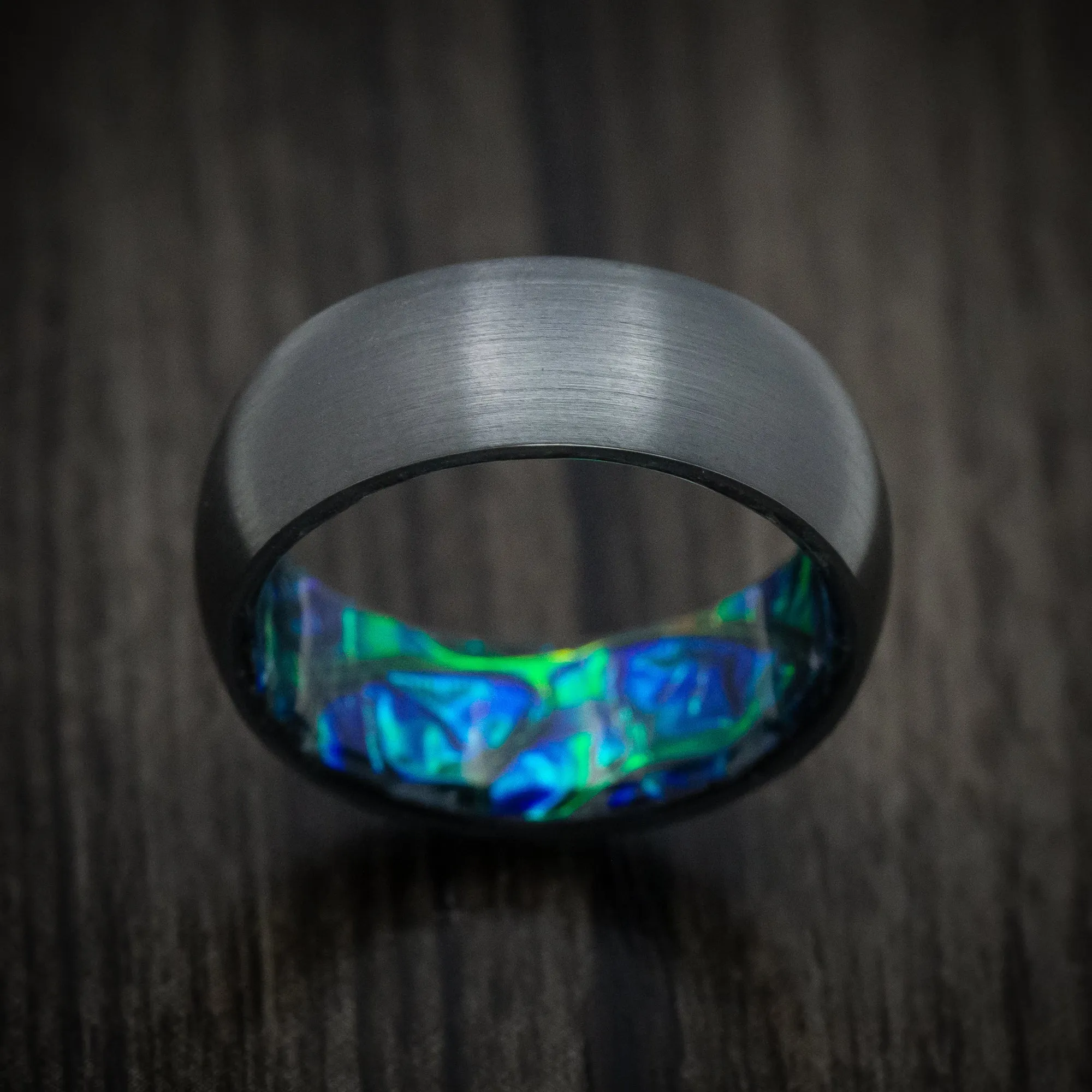 Black Titanium and Dichrolam Sleeve Men's Ring Custom Made Band