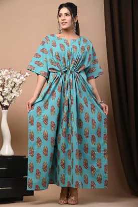 Blue Flora Cotton Kaftan