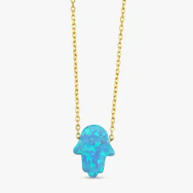 Blue Opal Hamsa Necklace, Ophelia