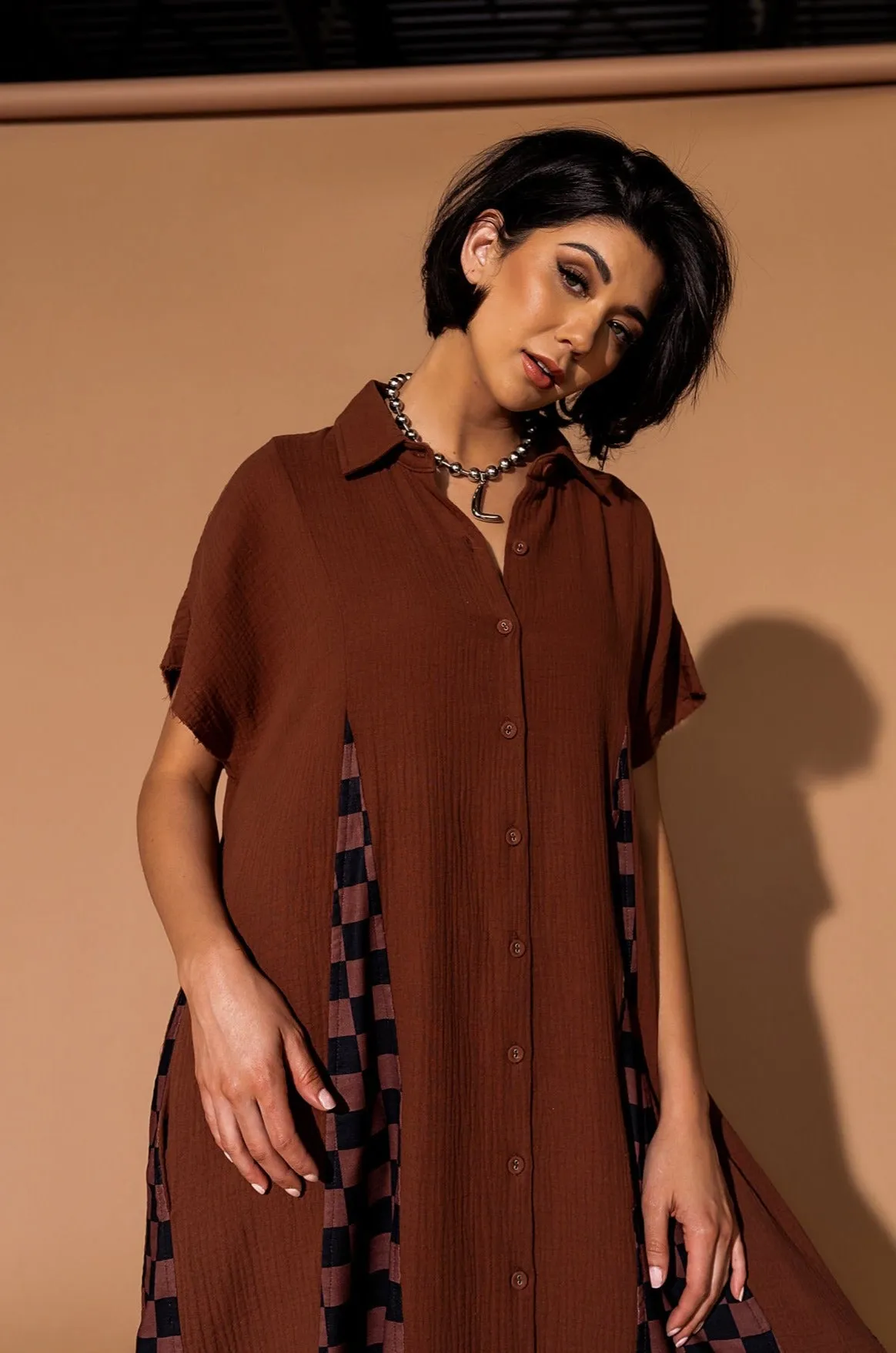 California Cool Oversized Maxi Dress in Brown