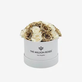 Classic White Dome Box | White & Gold Roses