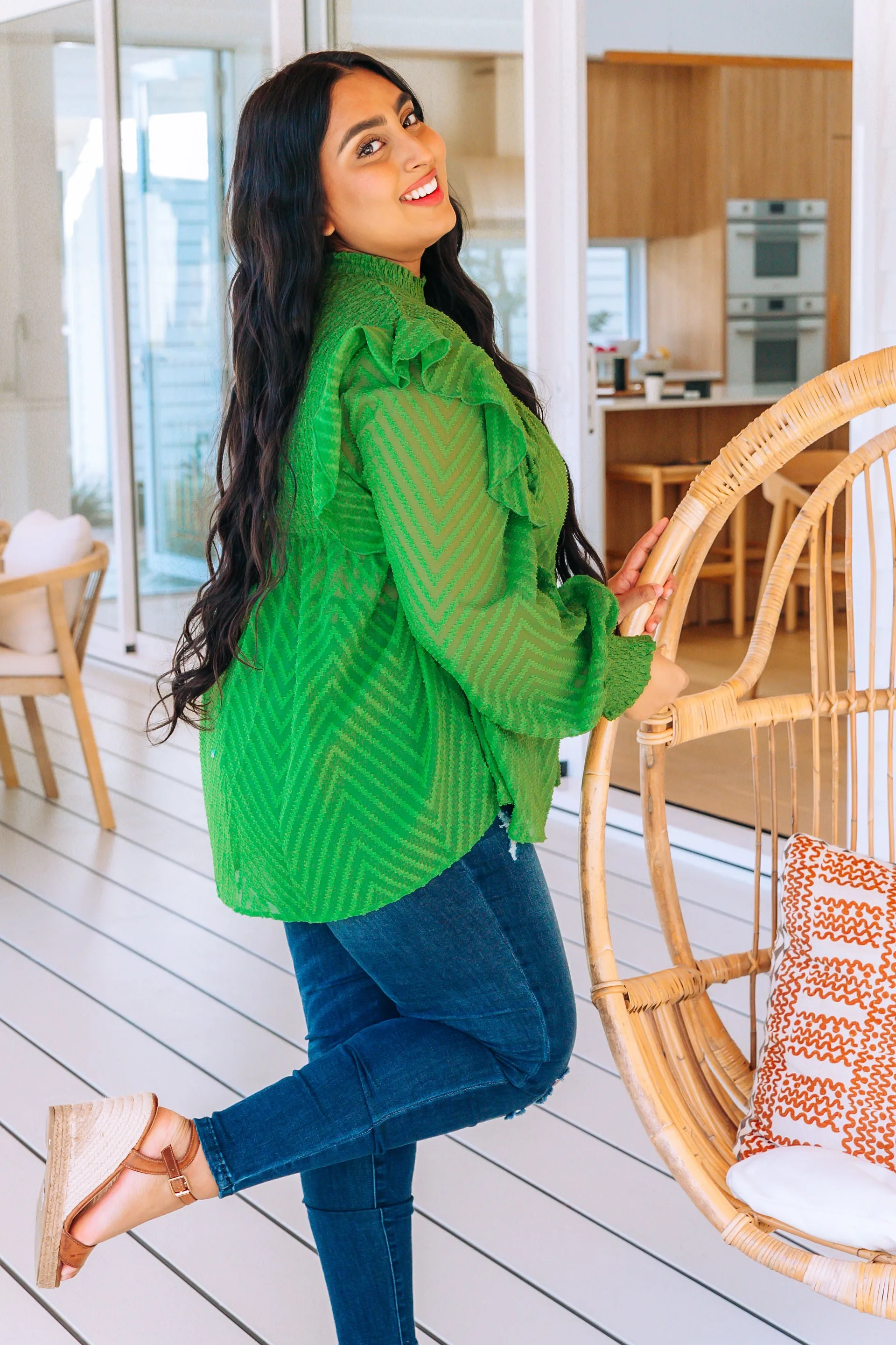 Cora Long Sleeve Top in Green