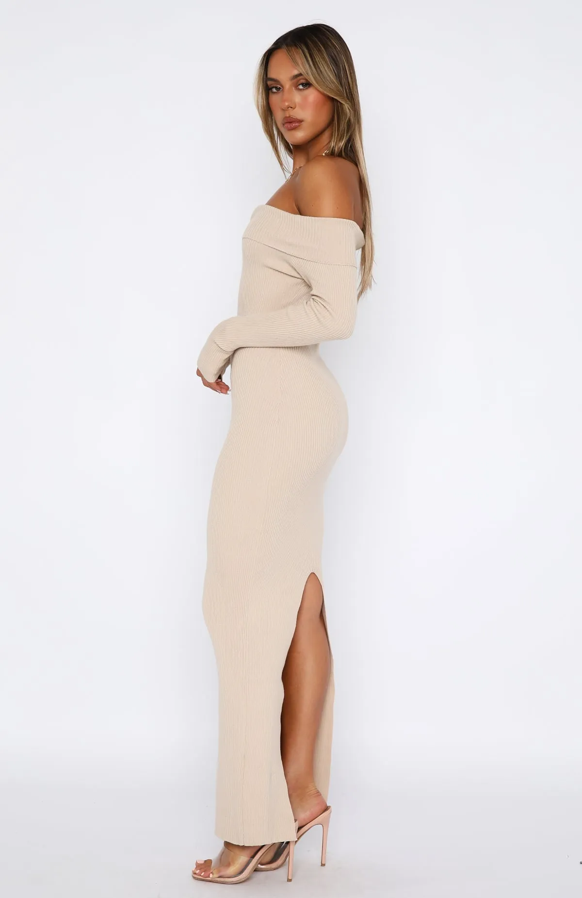 Don't Call Me Anymore Long Sleeve Maxi Dress Oat