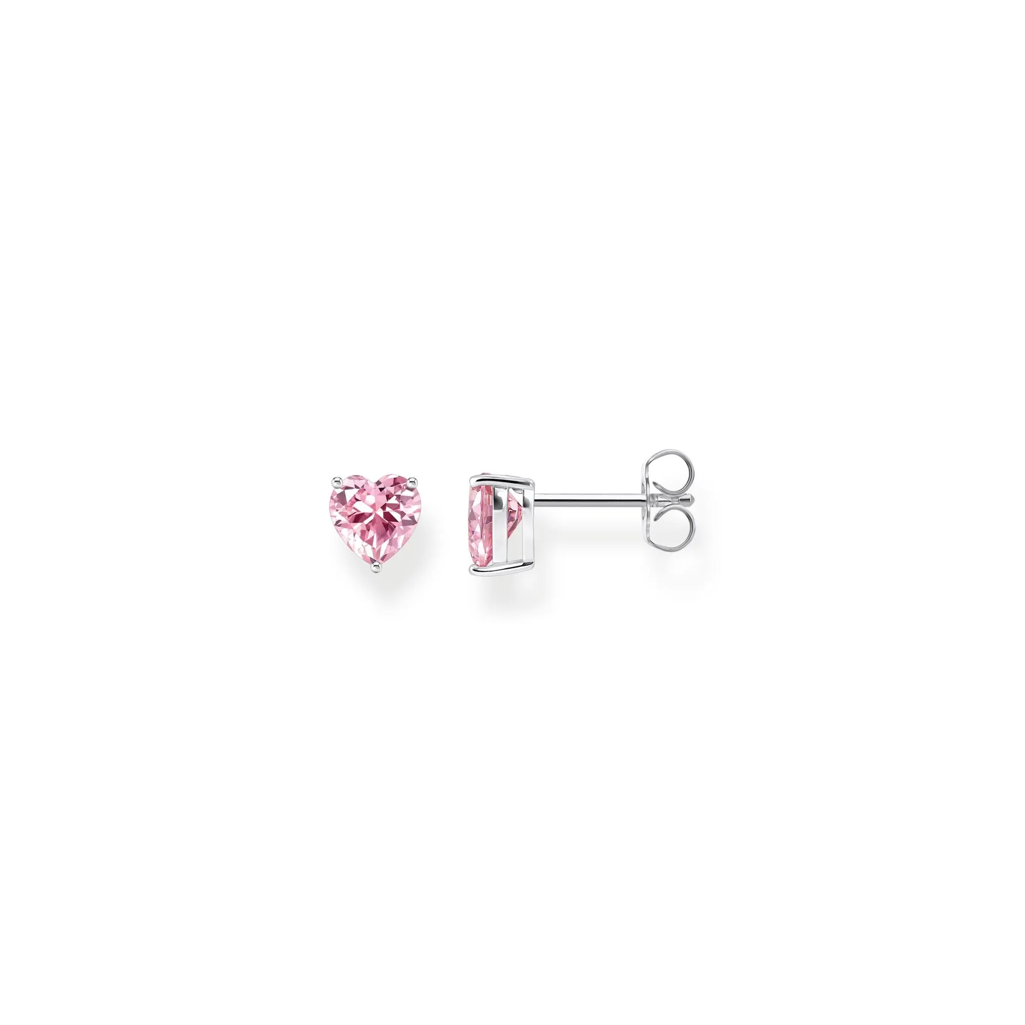 Ear studs heart-shaped with pink zirconia