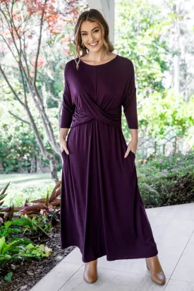 FINAL SALE 3/4 Sleeve Eden Maxi Dress in Berry