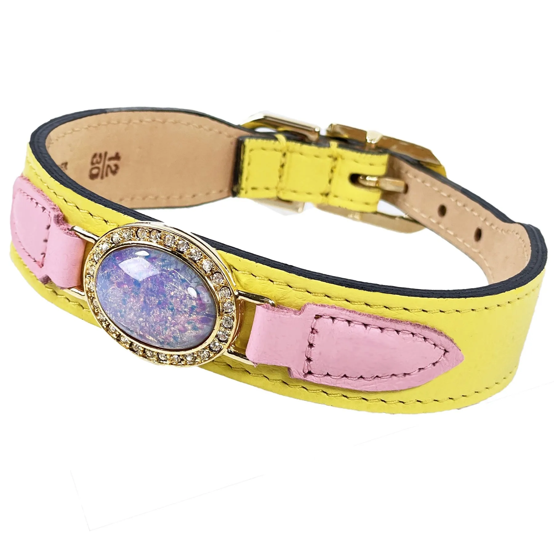 Galaxy Dog Collar in Canary Yellow & Gold