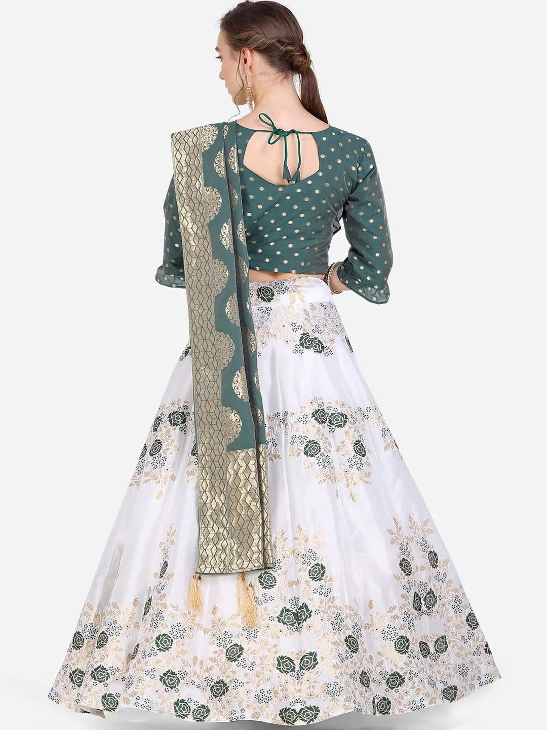 Green Printed Lehenga Set