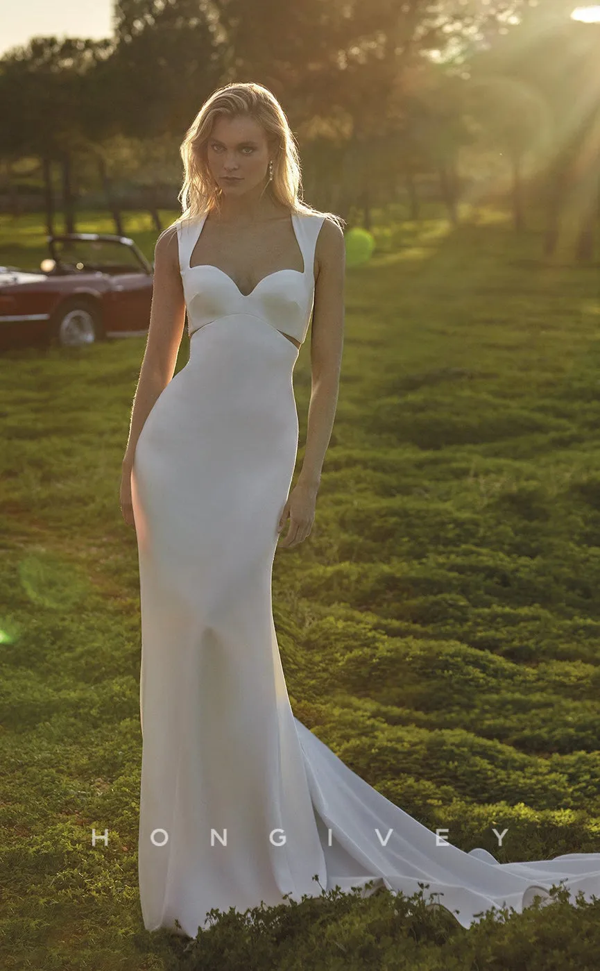 H0872 - Couture Cutout Open Back With Train And Overlay Mermaid Wedding Dress