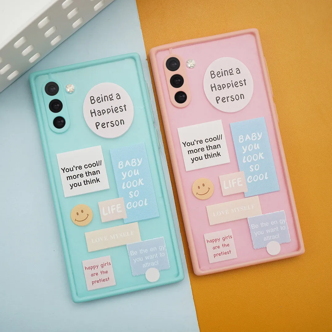 Happy Label Print Matte Finish Case - Samsung