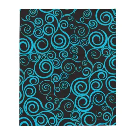 Large Blue Spiral on Black super Soft Throw Blanket 50x60” & 60x80” Towel 30x40”