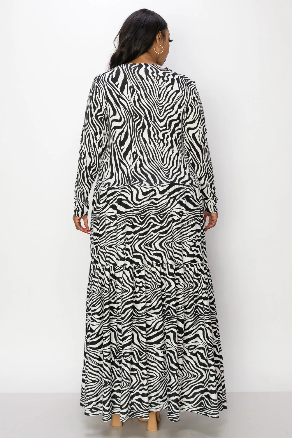 Lia Zebra Print Tiered Maxi Dress