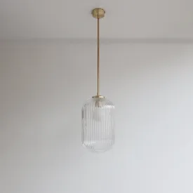 Long Clear Reeded Glass Stemmed Pendant Light