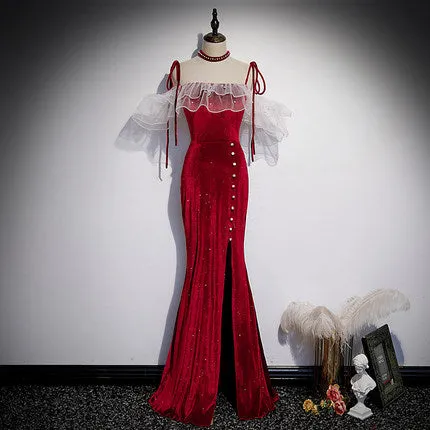 Mermaid Red Long Prom Dresses SH204