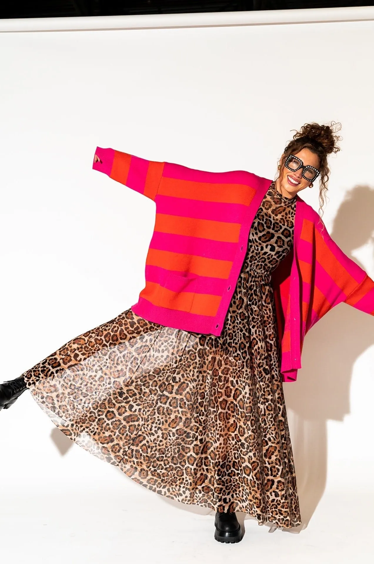 Maximize Your Style with the Macro Leopard Mesh Maxi Dress