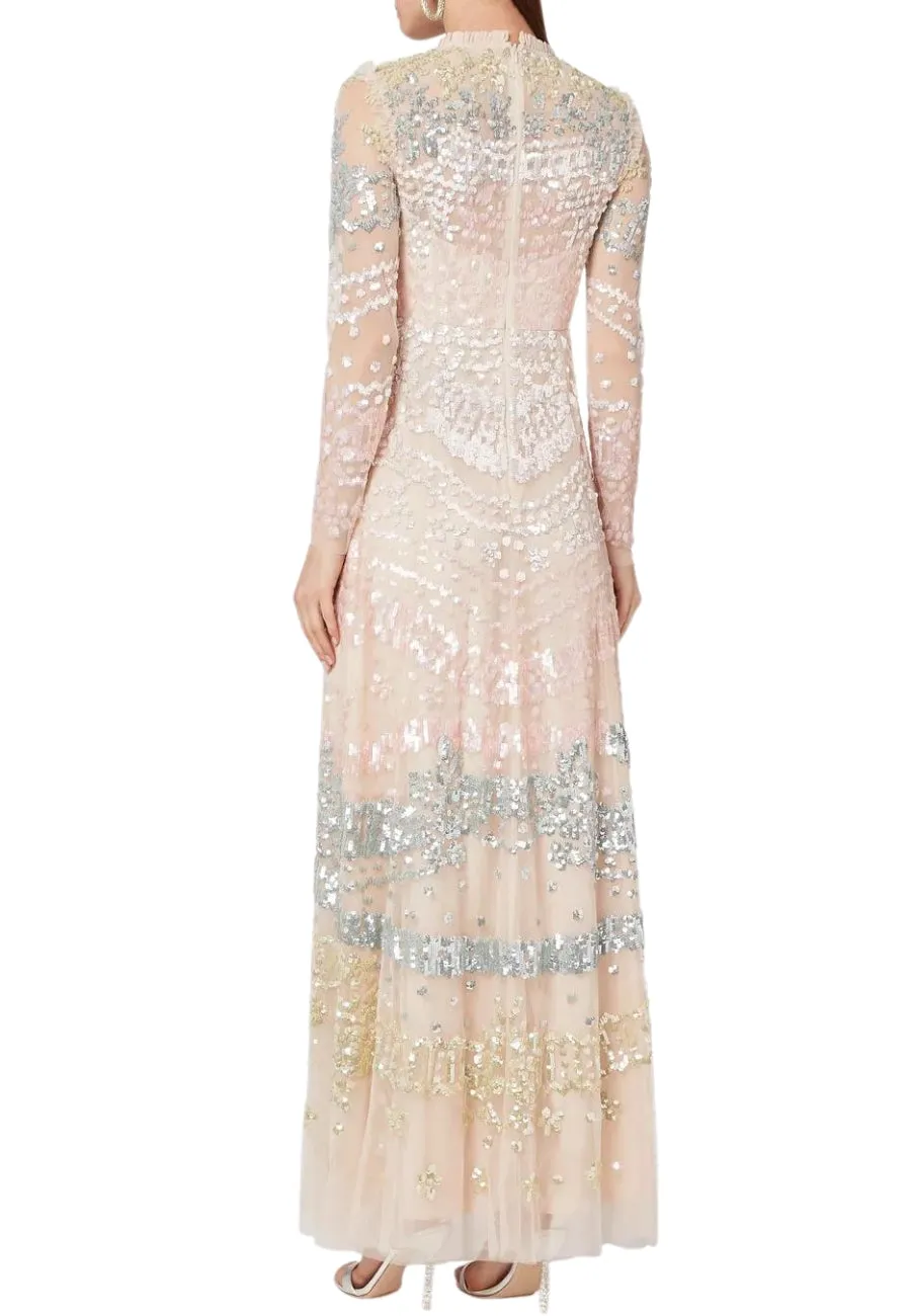 Elegant Nude Angeline Sequin Evening Gown - Perfect for Formal Events