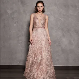 OLIVIA BEADING LACE GOWN