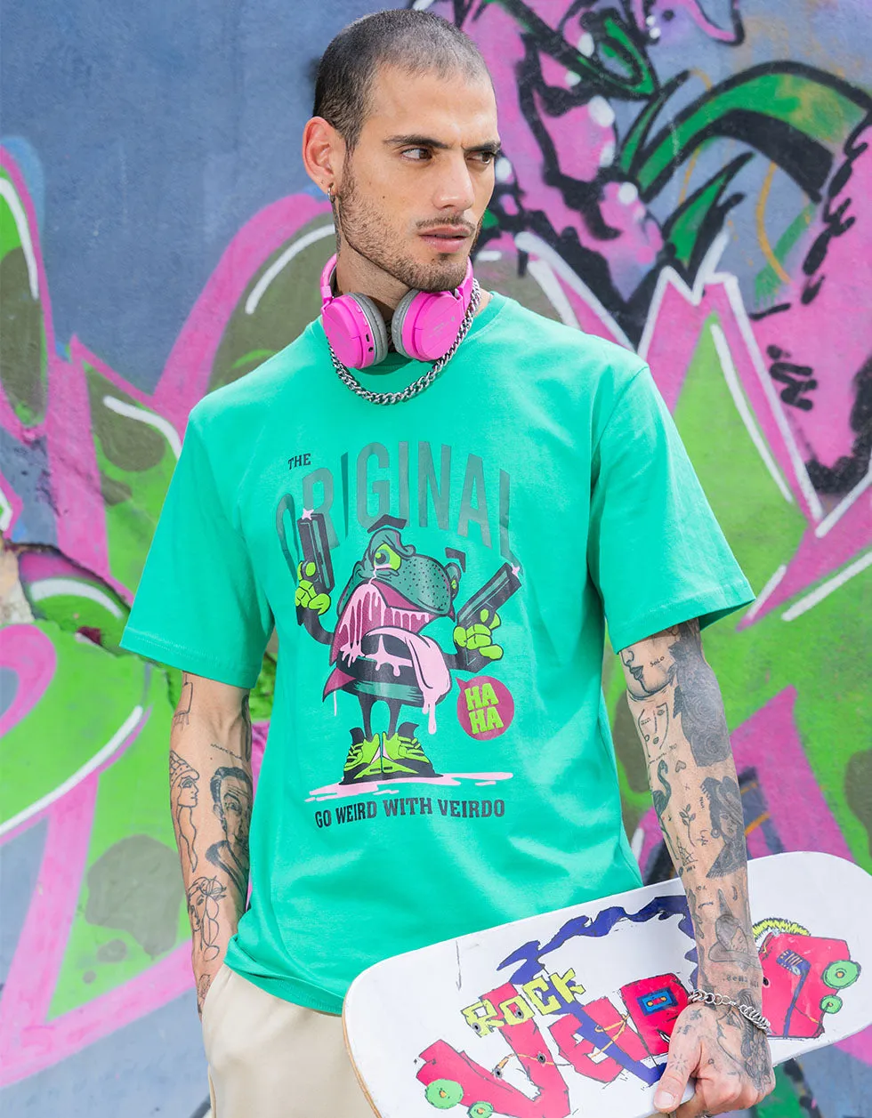 Originals Green Oversized Chest Graphic Printed Tshirt