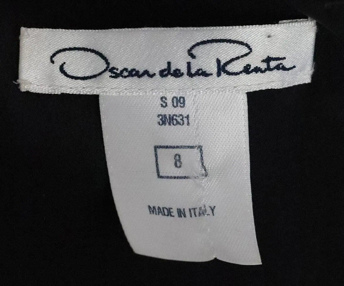 Oscar De La Renta Black Silk Bow Dress sz 8