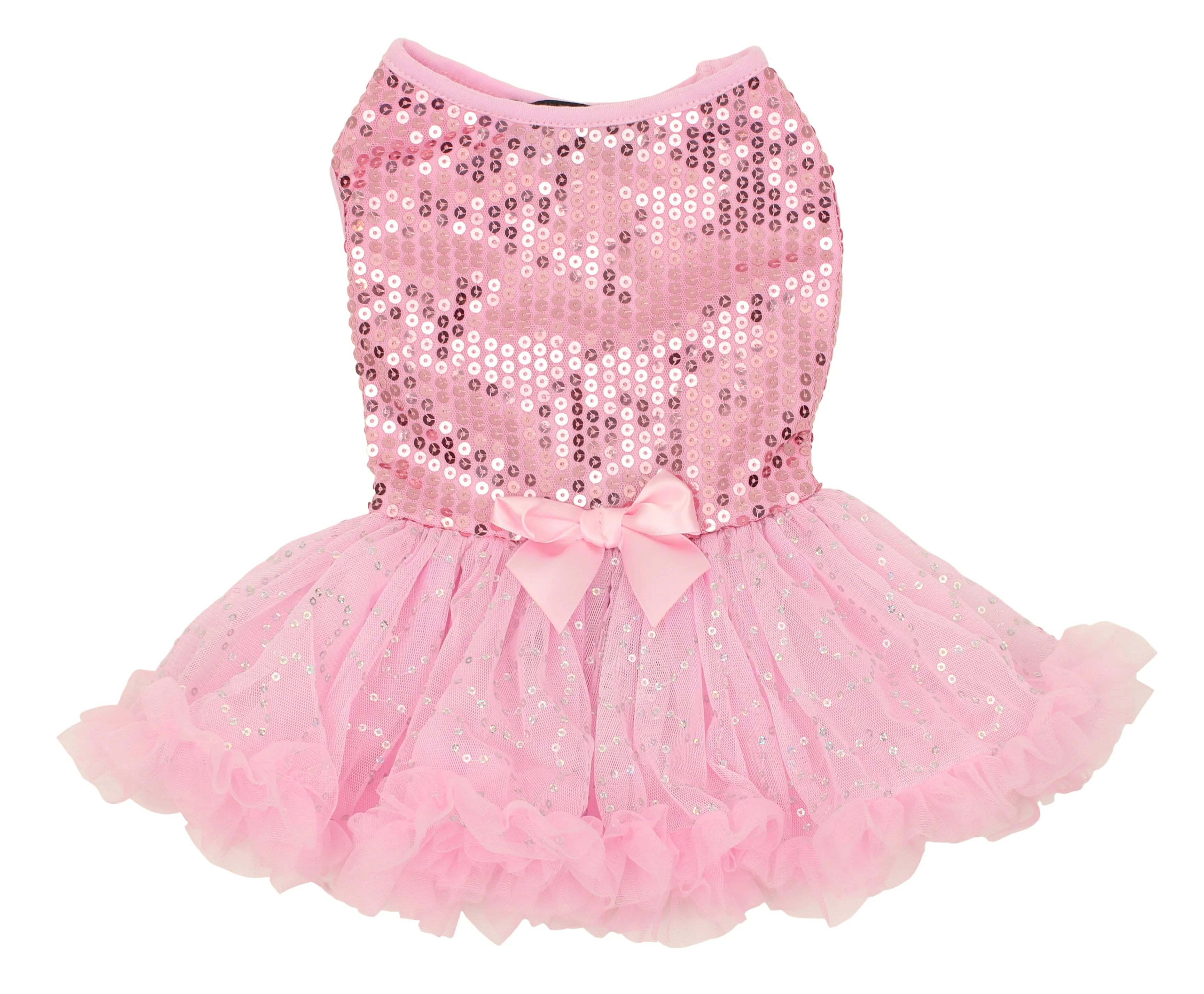 Pawpatu Pink Sequin Ruffle Petti Dress for Pets