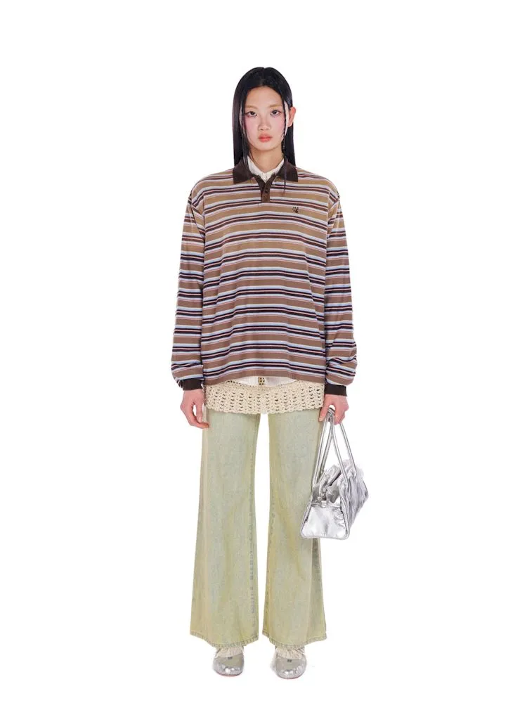 POLO Neck Embroidered Label Long Sleeve T-Shirt【s0000008585】