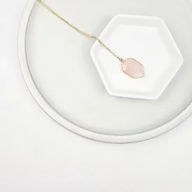 Rose Quartz Crystal Shield Necklace