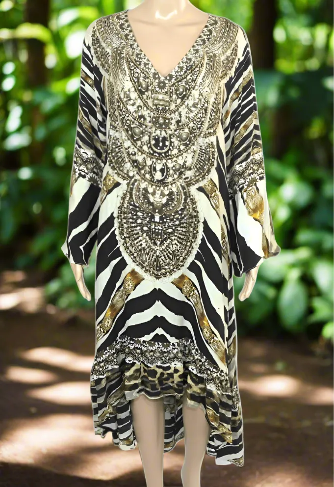 Silk Hi-Low Frill Dress - Zahara- kaftans that bling