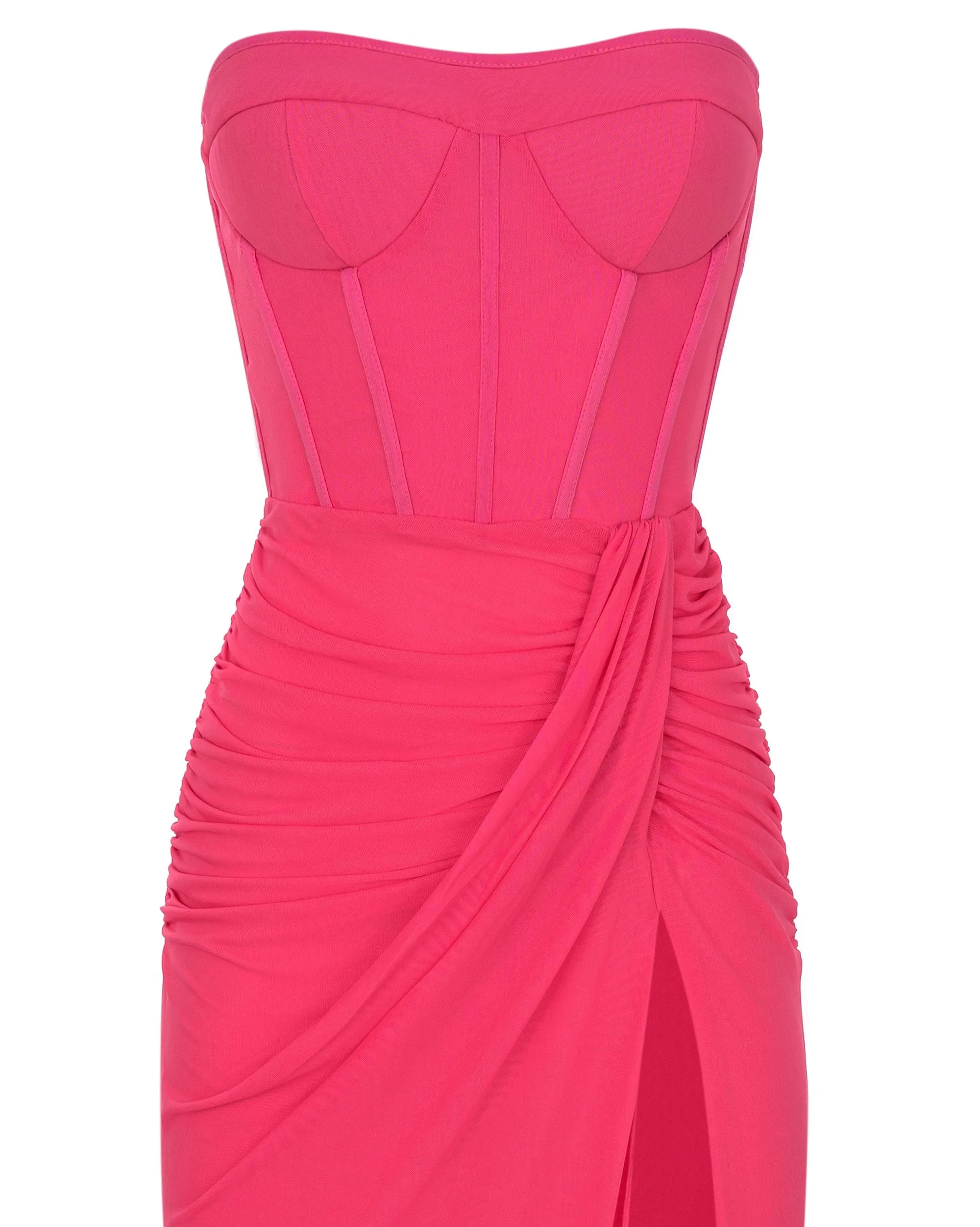 Striking pink off-the-shoulder maxi dress