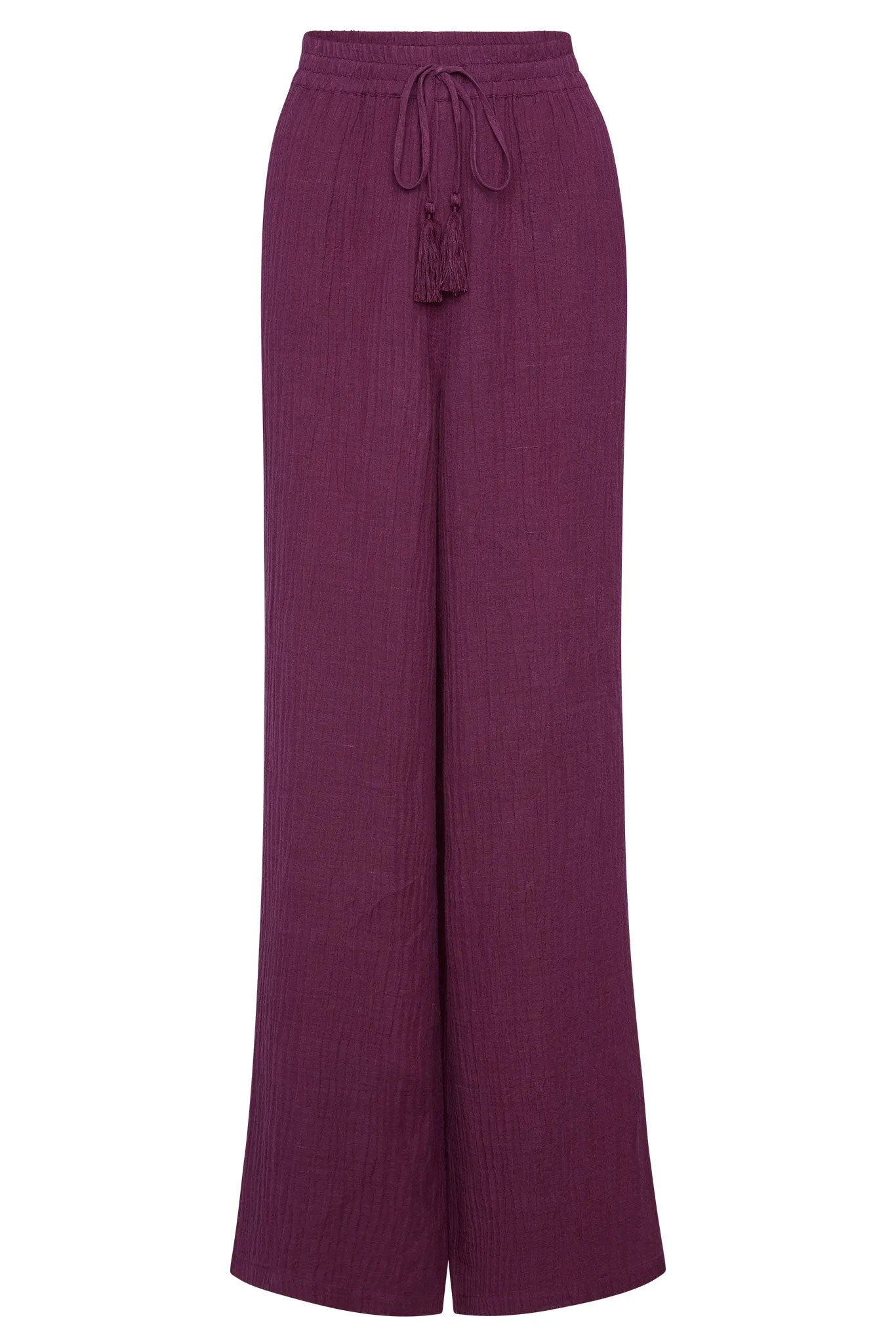 Tahiti Pant - Eggplant Crinkle Linen