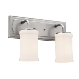 Vetivene 15 In 2-Lights Bathroom Vanity Light With Opal Glass, Silver Finish